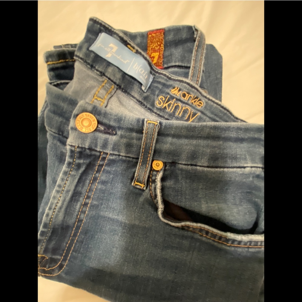 7 For All Mankind Women’s blue jeans, b(air), the ankle skinny, size 27